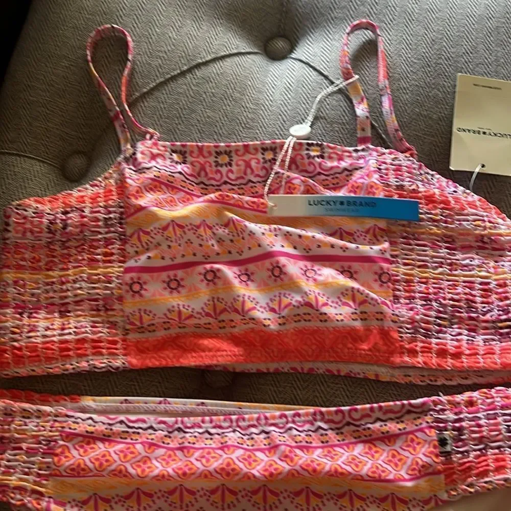 NWT Lucky Brand Kids Pink Swim Set 50 UPF XL (16)